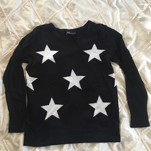 AGB White Star Long Sleeve Black Sweater